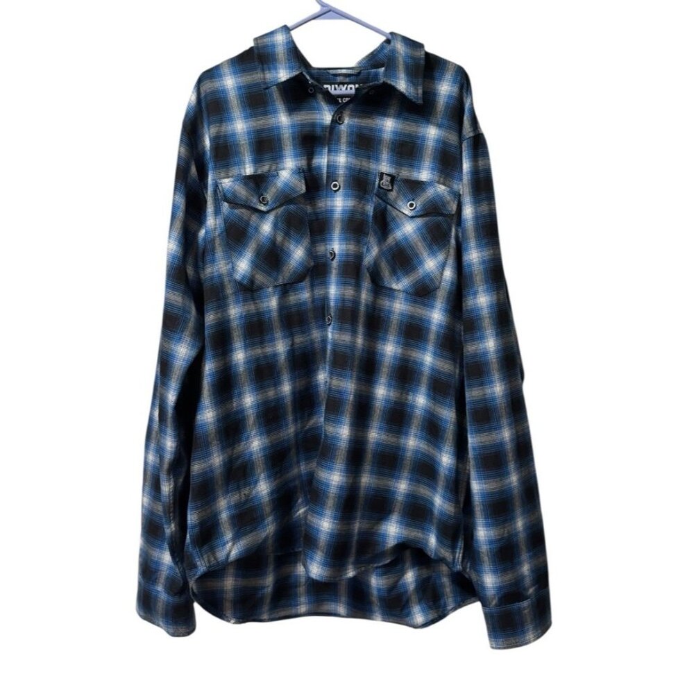 Dixxon Flannel Shirt Mens 2XT Blue West Coast Customs Button Down Plaid Pockets